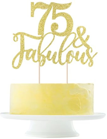 Golden glitter 75 & fabulous cake topper 75 Birthday Cake Topper, seventy-five-seven and Fabulous Cake Topper, Cake Topper 75th Birthday, 75 Birthday Cake Topper (75)