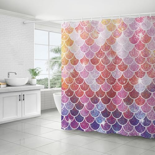 FAIRYGATE Duschvorhang Vintage Rosa Schwerer Badevorhang Duschvorhang Wasserabweisend Anti Schimmel Stoff Badezimmervorhang für Badezimmer Waschbar und Schnell Trocken Bunt B8723