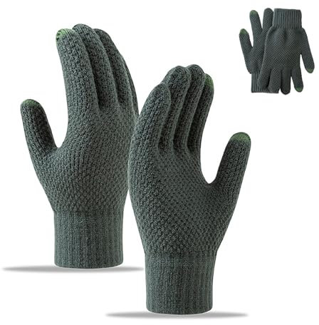 GMYIAK Winter Warm Touch Screen Knitted Gloves,Womens Thermal Gloves for Outdoor Cycling Running Hunting Skiing Climbing Sport,Winter Thinsulate Glove for Men(Green)