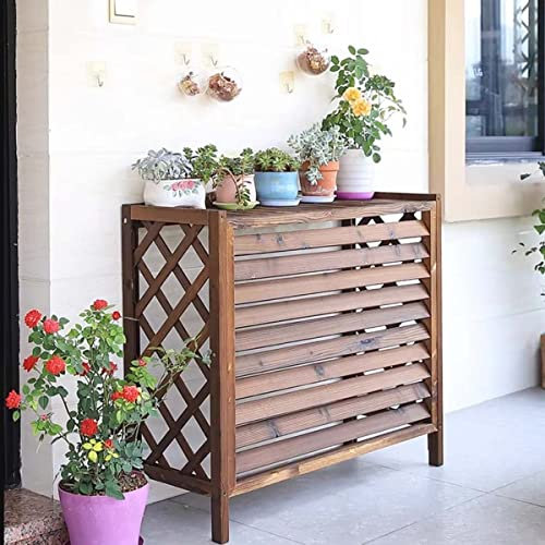 AILZCFX 85x35x70cm Pantalla de Cerca de Aire Acondicionado Pantalla de privacidad Soporte de Planta, Estante de Flores de Aire Acondicionado de Madera, Decoración de jardín Rejilla de persiana Sopor