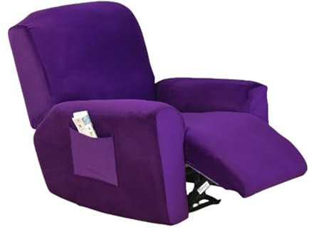 SXZAGZR Ruhesessel Bezug Sesselbezug, Stretch Relaxsessel Bezüge, Anti-Rutsch Stretchhusse Für Relaxsessel 1 Sitzer, Elastischer Bezug Für Liege Sessel Mit Taschen (Lila)