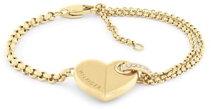 Tommy Hilfiger Jewelry Gliederarmband für Damen aus Edelstahl mit einem Herzförmigen Anhänger - Erhältlich aus Gold oder Silber