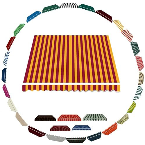 XUOUP Markisenstoff Ersatz（Rahmenlos） Balkonmarkise Ersatzstoff mit Volant Wasserabweisender Reißfester Sonnenschutz mit UV-Schutz Sonnenschutz Markisenzubehör,7×3.5m(275×137in),Stripes