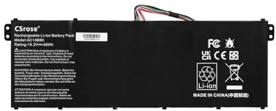 CSrose AC14B3K AC14B8K 4ICP5/57/80 Batterie pour Acer Aspire R3-131T R5-471T R7-372T R5-571T E5-771G E5-731G ES1-11 E3-112 ES1-511 ES1-512 ES1-711 A515-52G A517-51G V3-111 V3-112P V3-371 AP14B8K