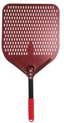 Spatola Per Pizza 14 pollici grandi bucce for pizza utensili da cucina spatola for pizza che gira manico corto anodizzato duro for forno for pizza pala antiaderente Per La Cucina(Red 14inch 66cm)