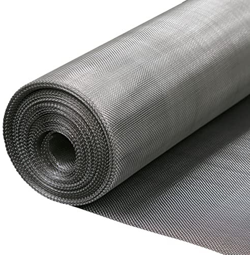 SXEVZOO Rete Metallica Acciaio Inox, 10 Mesh,20 Mesh,40 Mesh,80 Mesh Foglio Di Rete Metallica Fine Tessuta, Per Sfiatatoi, Filtro, Cucina, Giardino(Silver- 10 Mesh,1.2x1m)