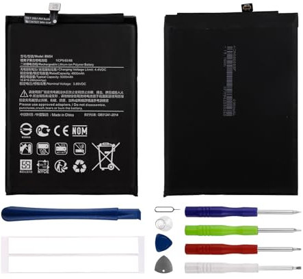 Duotipa Batería de Repuesto BM54, 4900 mAh, Compatible con Redmi 9/Redmi Note 9T con Kit de Herramientas de reparación