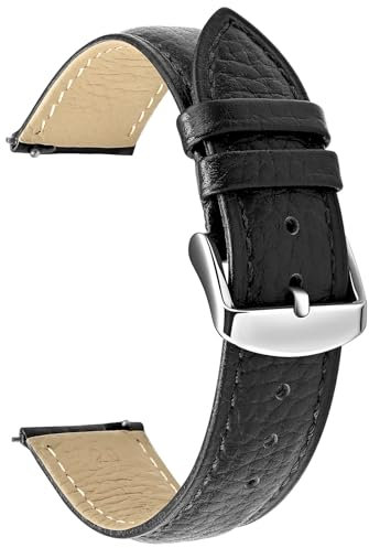 Uhrenarmband für Herren Uhr aus Echtes Leder, 20mm Uhrenarmband Vintage, Lederarmband Herren Schwarz Retro, Uhrenarmbänder (15mm, Schwarz)