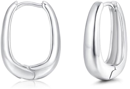 Loutade Creolen Silber 925 Klein, 925 Sterling Silber Oval Twisted Creolen | Hypoallergen Cubic Zirkonia Schlafen Knorpel Kreolen Silberohrringe, CZ Leichte Ohrringe Kreolen für Damen Mädchen Frauen