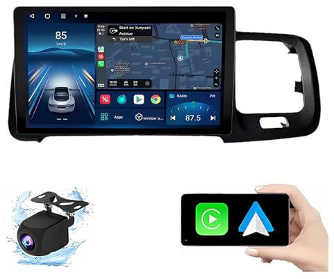 Genérico Radio Android 14 de 2 DIN con Pantalla táctil de 9 Pulgadas, Compatible con CarPlay y Android Auto para Volvo S60 V60 (2011-2020), con GPS y cámara de visión Trasera.