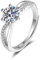 Tolldek Echt Schmuck Hochzeitsband 750 Weißgold, Moissanit Kreuz 6 Klaue Partnerringe, 18K Eheringe, 48 (15.3)