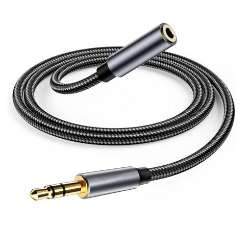 3.5mm Klinke Verlängerung, (2M), Stecker auf Buchse, Lnylon, Stereo Klinken Audio kopfhörer Verlängerungskabel für AUX Eingänge Buchse Kompatibel mit Phone oder Smartphones, Kopfhörer, Media-Player