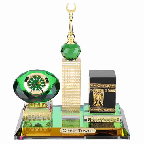 Pssopp Muslim Kaaba Clock Tower Model, Praktische Islamische Architekturhandwerk Heimdekor Elegante Kristalldesktop -Dekoration Einzigartige Festivalart Zum Feiern