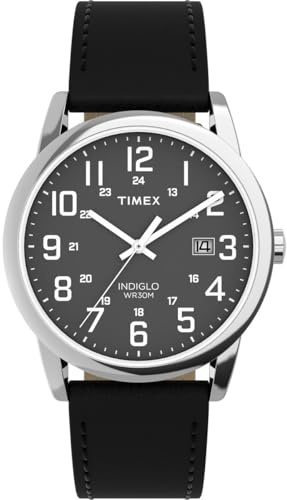 Timex Men's Analogue Quartz Watch Easy Reader Classic with Leather Strap