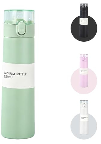Senshuomy 8.8oz Mini Water Bottle,Small Flasks,Stainless Steel Insulated Water Bottles,Leakproof Drinks Bottle with Carry Handle for Hot&Cold Drinks,Coffe,Juice(Green)