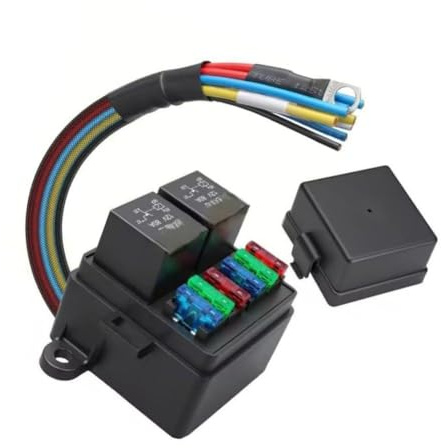 Gettimore 12 V/24 V 4-Wege-Sicherungskasten mit 4/5-poligem Relais und 2/3-Relais, IP65 wasserdicht, für LKW, Wohnmobil, Marine-Anwendungen