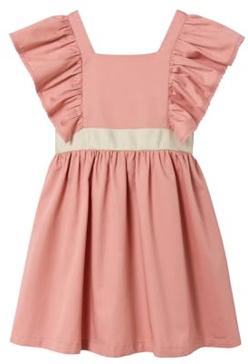 Vertbaudet Festliches Mädchen Kleid mit goldenem Gürtel