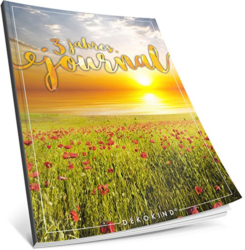Dékokind® 3 Jahres Journal: Ca. A4-Format, 190+ Seiten, Vintage Softcover • Dicker Jahreskalender, Tagebuch für Erwachsene, Kalenderbuch • ArtNr. 11 Sunset • Ideal als Geschenk