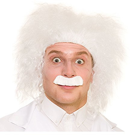 Adult White Crazy Scientist Wig & Tash Fancy Dress Accessory