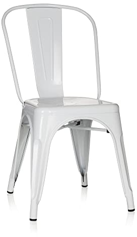 hjh OFFICE 645022 Bistrostuhl VANTAGGIO Comfort Metall Weiß im Industry-Design, stapelbar