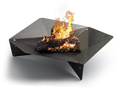 höfats - Triple 120 Firebowl - Caminetto e griglia di Design - per terrazza e Giardino - Acciaio corten con Effetto ruggine