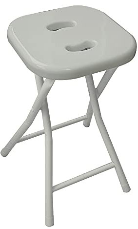 Gedy Sgabello bagno richiudibile, Misure e peso: 46,5X26X28 CM & 1,156 KG, Sgabello richiudibile in metallo e resine, Finitura tortora chiaro, Design R&S, 2 anni di garanzia