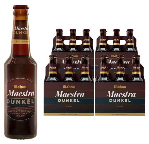 Mahou Maestra Dunkel, Pack de 24 Botellas x 33 cl, Cerveza Lager Española Premium, Color Oscura y Cuerpo Intenso, 6.1% Volumen de Alcohol