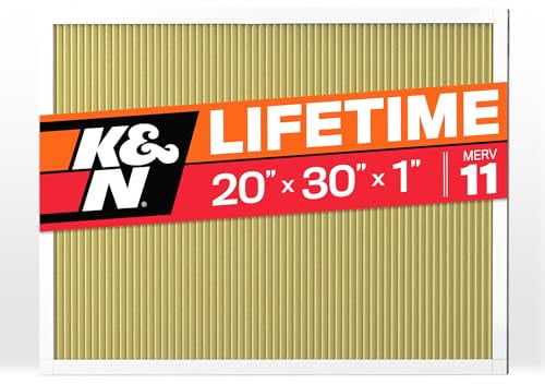 K&N 20x30x1 HVAC Furnace Air Filter, Lasts a Lifetime, Washable, Merv 11, the Last HVAC Filter You Will Ever Buy, Breathe Safely at Home or in the Office, HVC-12030