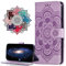 MRSTER Hülle Kompatibel mit LG Q60, Premium Leder Flip Schutzhülle [Standfunktion] [Kartenfächern] PU-Leder Schutzhülle Brieftasche Handyhülle für LG Q60 / LG K50. LD Mandala Purple