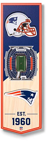 YouTheFan NFL New England Patriots 3D Banner 15,2 x 48,3 cm Gillette Stadion, Team-Farben, Einheitsgröße