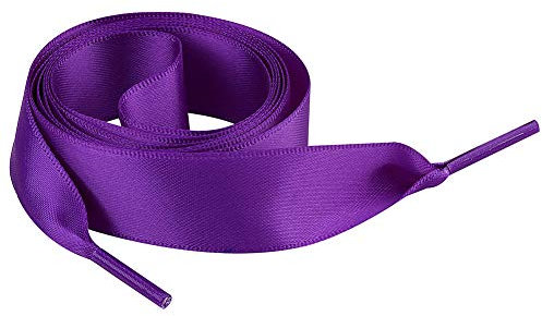 Jamron Flat Silk Satin Ribbon Shoelaces 2CM Wide for Trainers Ballerinas Pumps P13 Dark Purple 180 CM