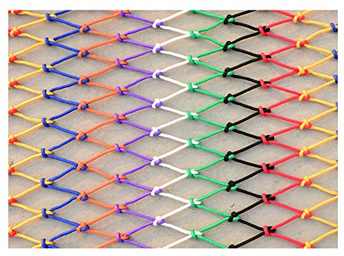 SSCYHT Buntes Sicherheitsnetz für Kinder, Balkontreppe Anti-Fall-Netz Kindergarten Dekorativer Zaun Nylonseil Netz Absturzsicherung 6mm,6cm,2x2M(7x7ft)