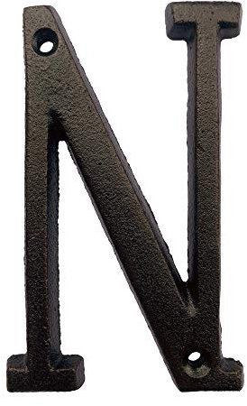 Hausnummer aus Gusseisen, 14 cm hoch, massive Hausnummern, elegantes schwarz-braunes Finish, einfache Montage mit passenden Schrauben Buchstabe N
