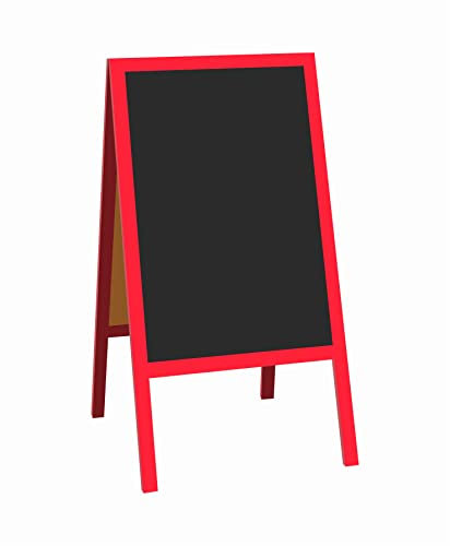 Kundenstopper 118 x 61 cm wetterfest lackiert - Holztafel mit ABS Kreidetafel mit Kreidemarker Rot