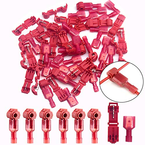 CEEYSEE 60 x T-Abzweigverbinder Kit,30 x T-Abzweigverbinder + 30 x Flachstecker für Schnelle Verbindungskabel 0,5-1,5mm²(22-16 AWG)(Rot/DNXJH)
