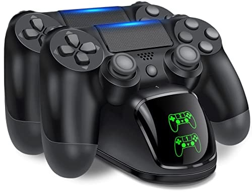 HELLCOOL Ladestation für PS4 Controller, Ladestation mit 2Std Schnelllade/LED Anzeige für Playstation 4/PS4 Slim/PS4 Pro Wireless Controller