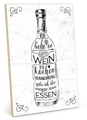 TypeStoff Holzschild mit Spruch – Kochen – im Vintage-Look mit Zitat als Geschenk und Dekoration zum Thema Küche - HS-01063