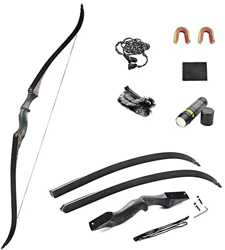 SHARROW Bogenschießen Takedown Recurve Bogen 60 Zoll Traditioneller Jagdbogen Erwachsener Holz Bogen Griff 25-65lbs Longbogen RH/LH (45lbs, Linke Hand)