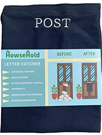 Post Catcher for Letterboxes [Black] No Tools or Screws Needed – Dog Proof Letter Box Mail Catcher Bag (Black)