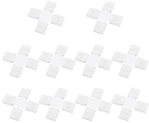 WANGCL 10PCS Led Strip Light Connector 4 Pin Led Connector Cruciform Led Strip Corner Connectors No Soldering 10mm Led Light Connectors for 5050 Strip Light