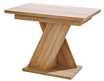 Rodnik Esstisch ausziehbar Montblanc 105-165 cm Sonoma Eiche, Säulentisch, Tisch platzsparend, abgerundete Ecken, kompakt, 105-165 cm x 68 x 77,6 cm, 342