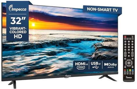 Impecca - 32 720P HD LED TV, HDMI & USB Ports, Full Function Remote Control, Built-in Stereo Speakers, Wall Mounted, Frameless Design, None Smart