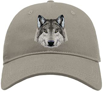 Wolf Drawing Spirit Animal Baumwolle Curved Visier Baseball Cap Dad Hat Unisex Sport Bequemes Top, grau, One size