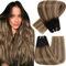 Hetto 100g 50 cm Tressen Extensions Echthaar Weft Extensions Echthaar Balayage Schwarz to Dunkel Braun and Licht Blond Sew in Remy Gerade Invisible Doppelt-Tressen Weave Haarverlängerung #1b/6/27