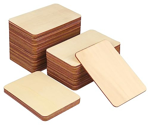 80 Stück rechteckige unlackierte Holzstücke, 10,2 x 15,2 cm, Naturholzausschnitt-Fliesen für Bastelarbeiten, Malen, Schnitzen und Heimdekoration, Untersetzer, Ornamente und Holzgravurprojekte, von