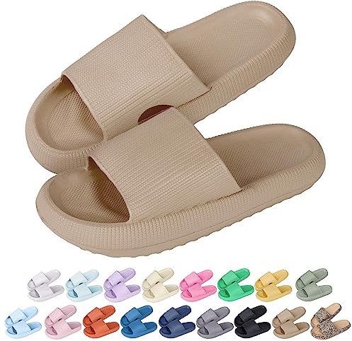 Hoomall Pantoufles Claquettes Femmes Hommes Ultra Doux Claquettes de Douche Antidérapante Confortable Chaussons Chaussures de Maison Piscine Plage Intérieur Slides Eté(Kaki,40/41 EU)