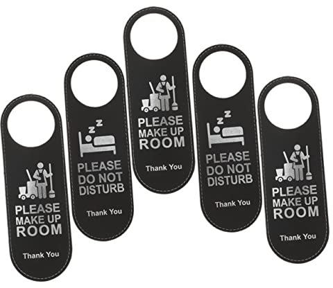 HONMEET 5pezzi Cartello Da Appendere Alla Porta in Pelle Scritto Non Disturbare e Si Prega Di Riordinare La Stanza Design Semplice Pratico Per Hotel Bar e Club