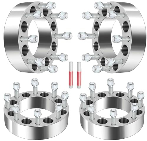 GDSMOTU 8x6.5 to 8x180 Wheel Spacers for Chevrolet for Silverado 2500 HD for Avalanche 2500 Suburban 2500, for GMC for Sierra Series, 4Pcs 2inch Wheel Adapters & Spacers 14x1.5 Studs 126.15mm Bore