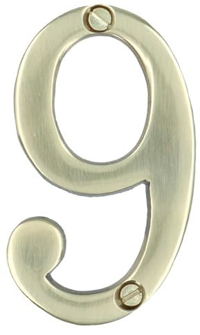 Brass House Number 9 Door Sign 70mm Plaque Street Home Address Mail Letter