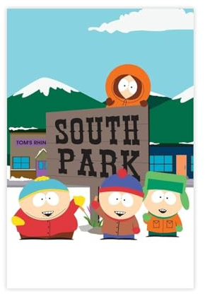 FrySky Stan Kyle Eric Kenny South Park Poster 1 Leinwand Poster Wandkunst Dekor Druck Bild Gemälde für Wohnzimmer Schlafzimmer Dekoration ungerahmt 40 x 60 cm